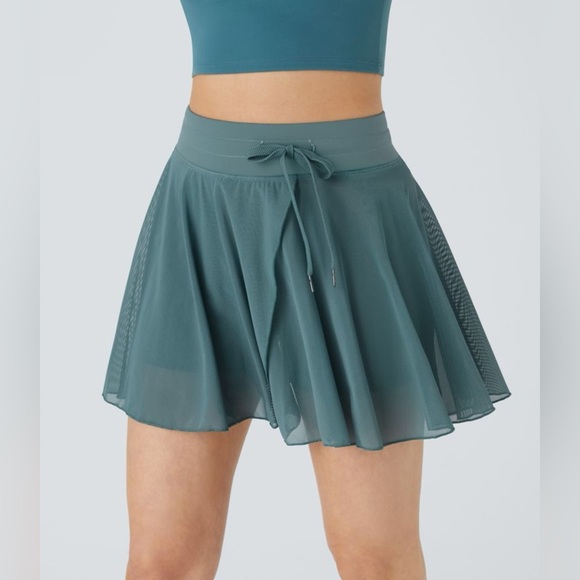 HALARA Pants - HALARA Mesh 2-in-1 Pocket Flowy Mini Skort Stone Green Teal Women’s Small